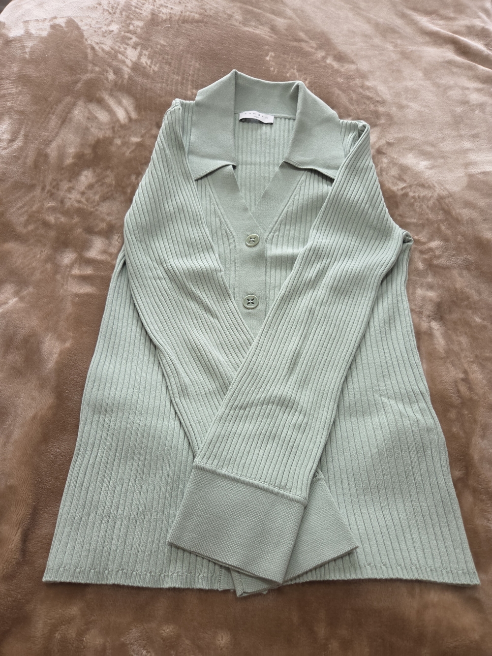 SANDRO Ribbed Cardigan With Polo Collar - Picture 9 of 13